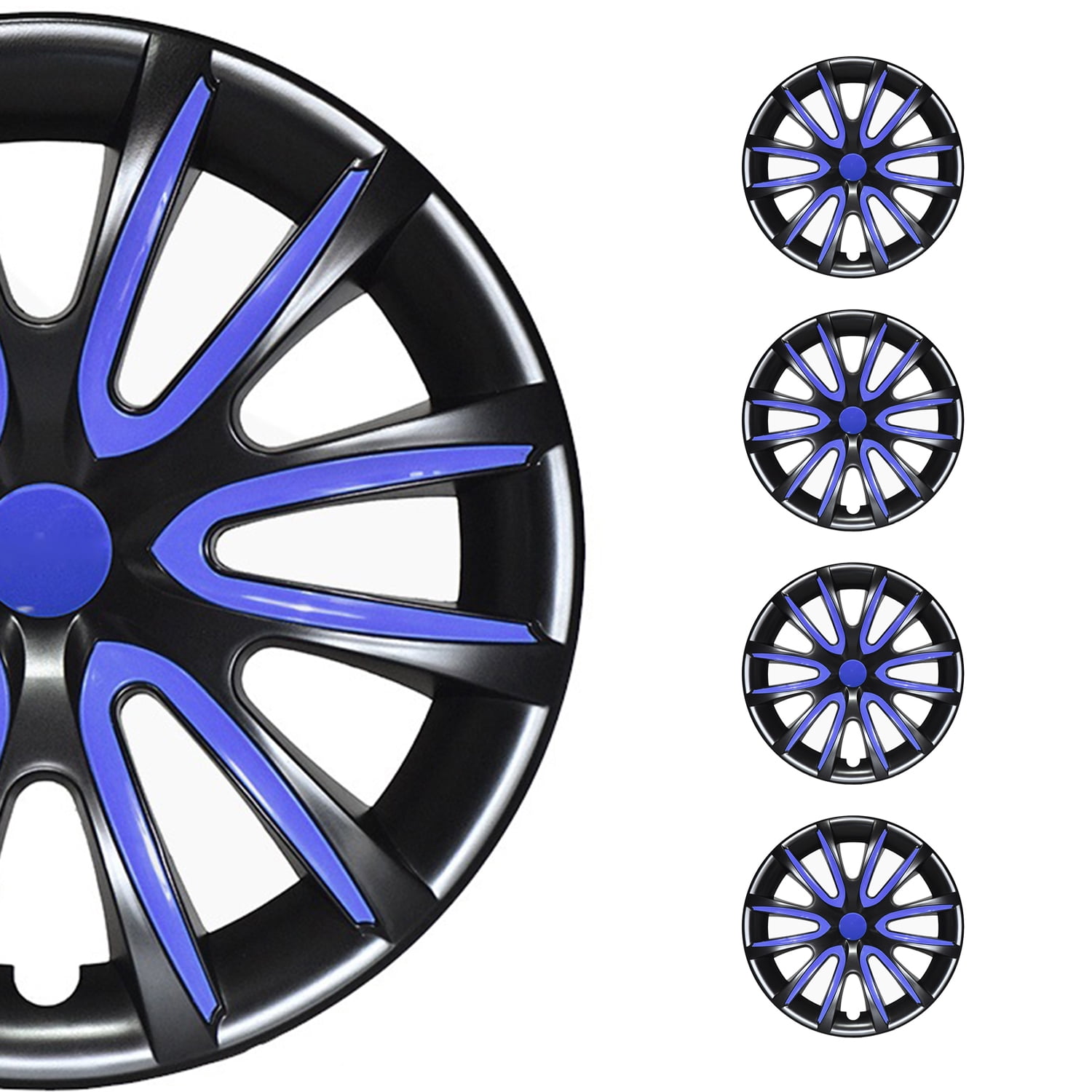 OMAC 16" Wheel Covers Hubcaps for Jeep Compass Black Dark Blue Gloss