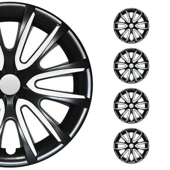 OMAC 16" Wheel Covers Hubcaps for Kia Optima Black White Gloss
