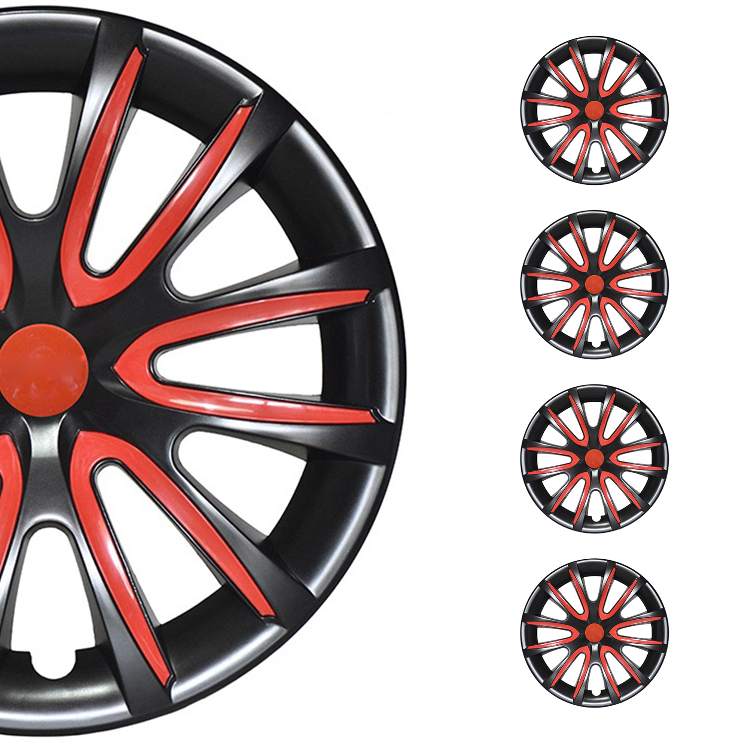 OMAC 16" Wheel Covers Hubcaps for Toyota Corolla Black Red Gloss