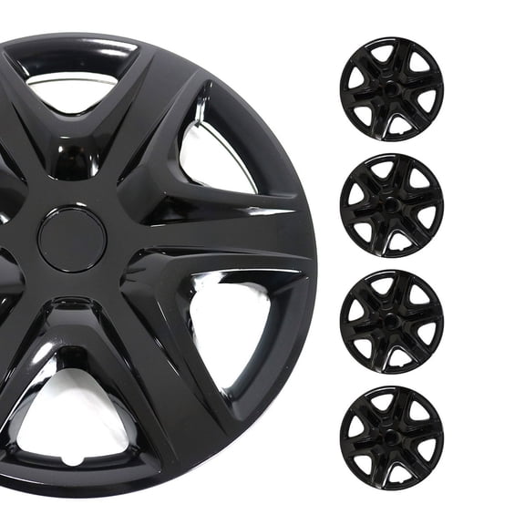16" Wheel Rim Cover Guard Hub Caps Durable Snap On ABS Accessories Black 4x