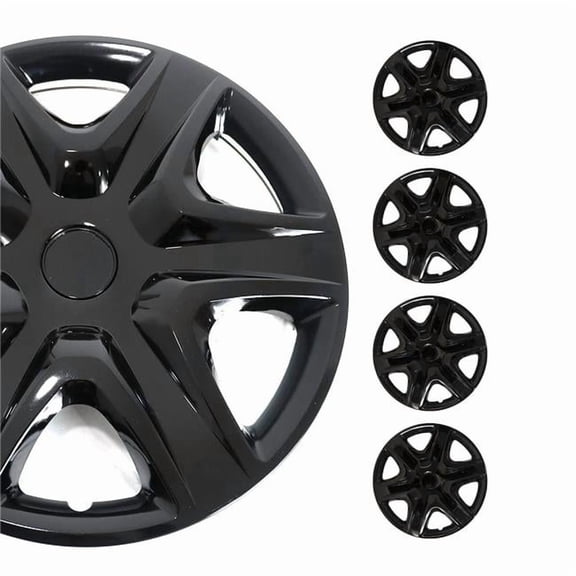 Omac USA 96HCA190B 16 in. Hub Caps Wheel Cover - Black - 4 Piece