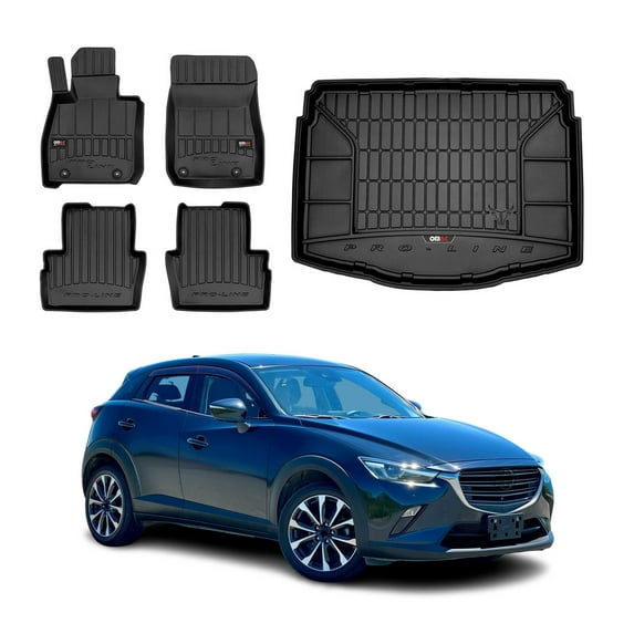 OMAC Premium Floor Mats & Cargo Liners for Mazda CX-3 2016-2021 Black 5 Pcs
