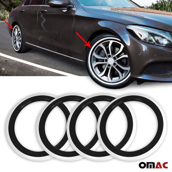 OMAC 4x Portawalls Black White Wall Tire Insert 15" Rims Sidewall Set