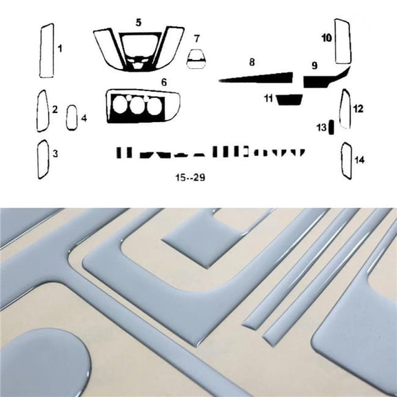 Omac USA 2626DK001A Dashboard Kit for 2014 Ford Transit Van & Cargo, Aluminum - 30 Piece
