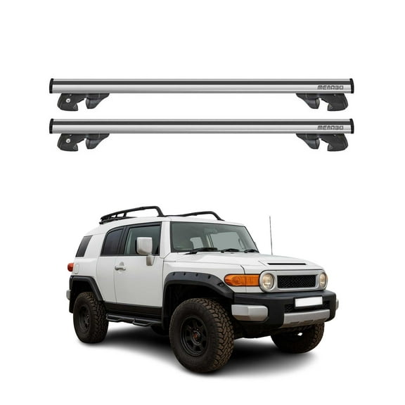 OMAC Aluminium Roof Racks Cross Bars Carrier for Toyota FJ Cruiser 2007-2014 Gray 2 Pcs Anti-Theft for Travel Kayak Canoe Surf Ski Snowboard Camping