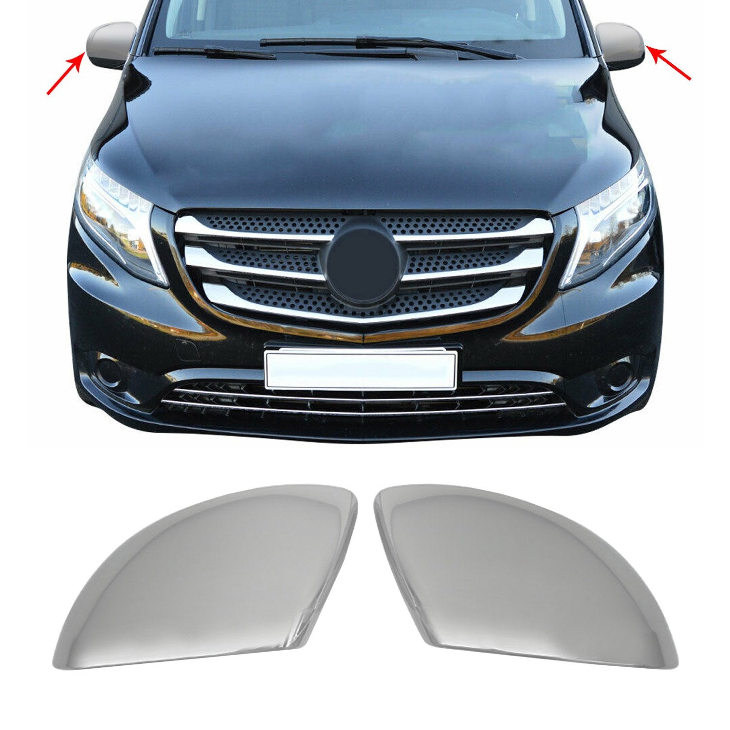 OMAC Automotive Exterior Accessories Side Mirror Cap ABS Satin Chrome