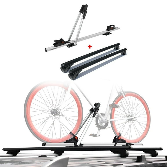 OMAC Bike Carrier Roof Rail Rack Cross Bars Luggage 42" Black Aluminum Set