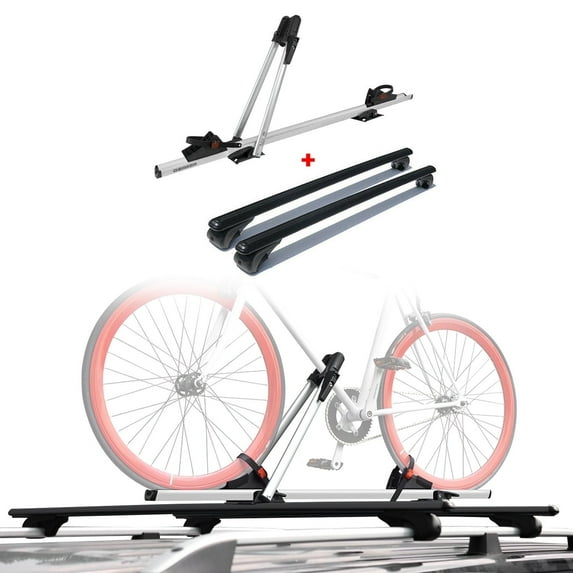 OMAC Bike Carrier Roof Rail Rack Cross Bars Luggage 47" Black Aluminum Set