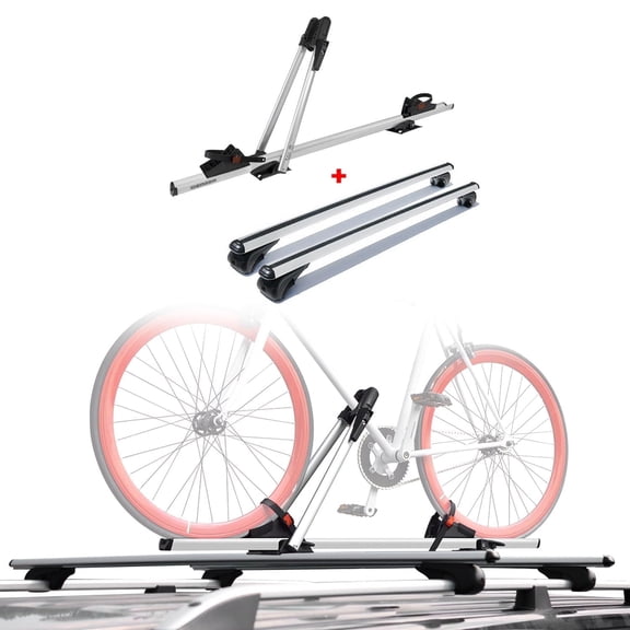 OMAC Bike Carrier Roof Rail Rack Cross Bars Luggage 59" Silver Aluminum Set