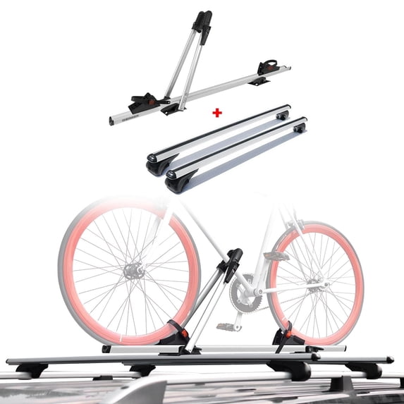 OMAC Bike Carrier Roof Rail Rack Cross Bars Luggage 59" Silver Aluminum Set