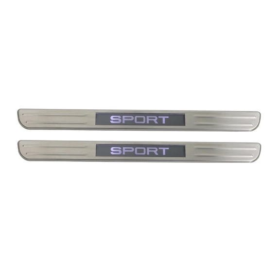 OMAC Brushed Chrome Light LED SPORT Door Sill Cover Scuff Plate S.Steel 2 Pcs
