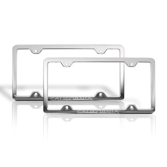 OMAC California Print License Plate Frame Tag Holder Chrome S. Steel 2 Pcs.