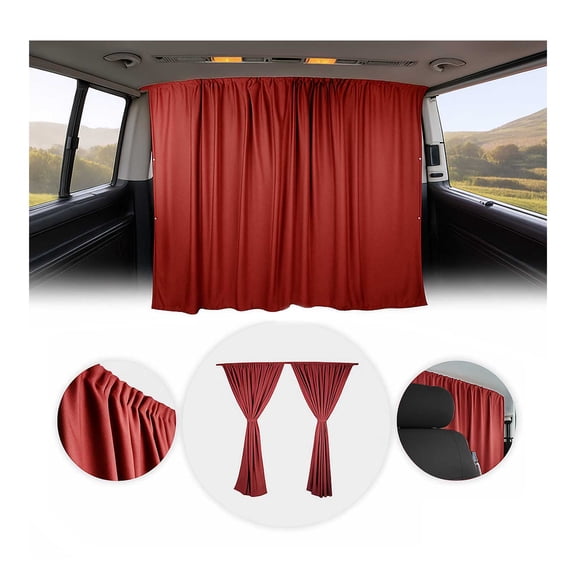 Cabin Divider Curtain Privacy Curtains for Ford Transit Red 2 Curtains