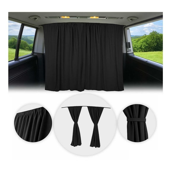 Cabin Divider Curtains Privacy Curtains for Chevrolet Express Black 2 Curtains