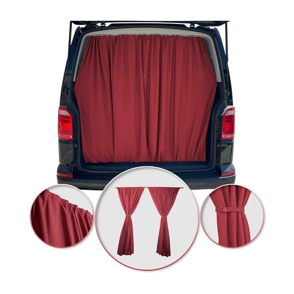 Trunk Tailgate Curtains for Chevrolet Express Red 2 Privacy Curtains