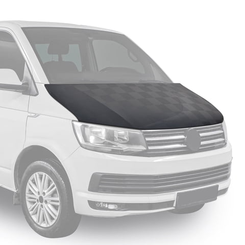 2015-2026 Ford Transit Car Bonnet Mask Hood Bra Black Full Cover Chequered