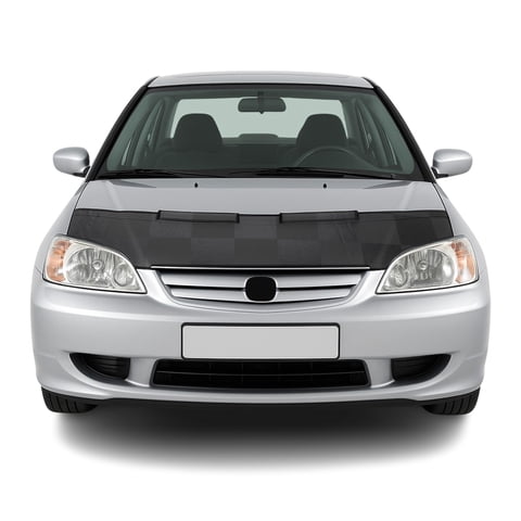 OMAC Car Bonnet Mask Hood Bra for Honda Civic 2001-2005 Sedan Black Chequered 1 Pc