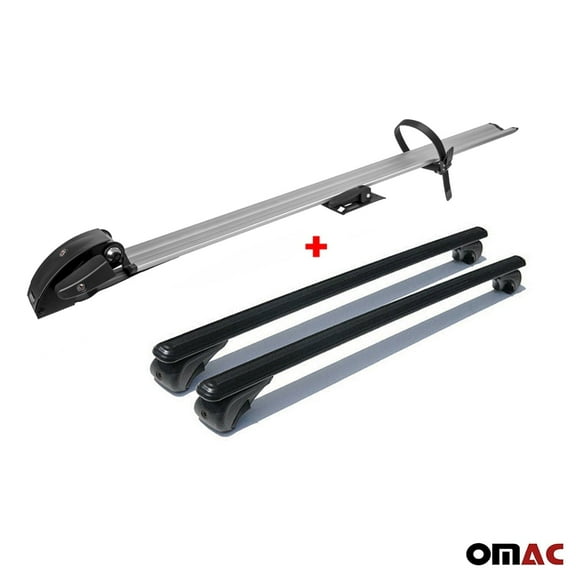OMAC Cross Bar Pro Bike Carrier Set Roof Mount Rack Aluminum 42" Black