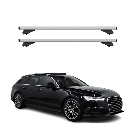 OMAC Cross Bars Roof Racks Aluminium for Audi A6 Avant 2015-2018 Silver 2 Pcs Anti-Theft for Travel Kayak Canoe Surf Ski Snowboard Camping