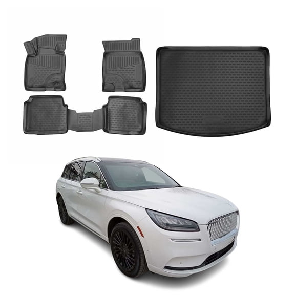 Floor Mats & Cargo Liner Full Set for Lincoln Corsair 2020-26 All Weather Black