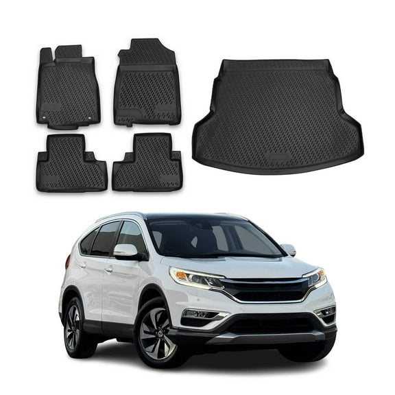 Custom Floor Mats & Cargo Liners for Honda CR-V 2012-2016 Black 5 Pcs