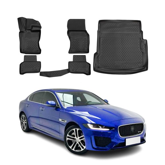 Custom Floor Mats & Cargo Liners for Jaguar XE 2020-2021 Black 5 Pcs