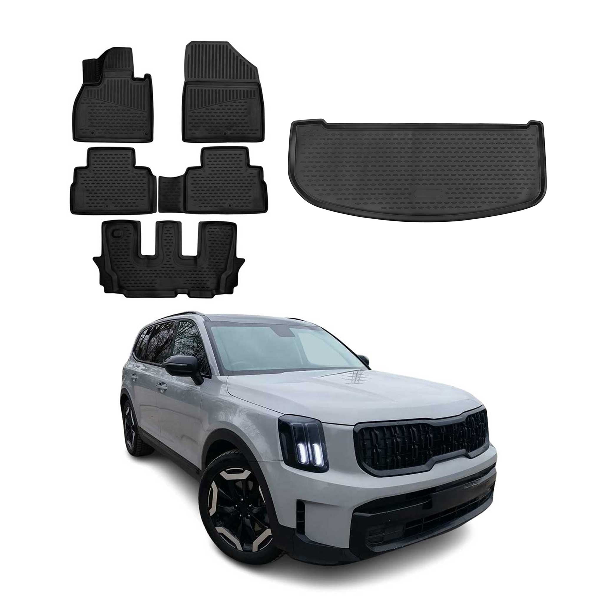 Custom Floor Mats & Cargo Liners for Kia Telluride 2020-24 Unfolded 3rd ...
