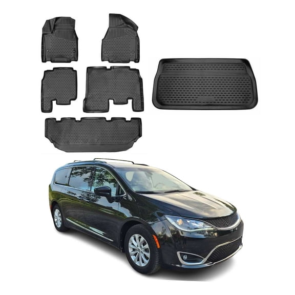 Custom Floor Mats & Cargo Liners for Chrysler Pacifica 2017-2026 7Seats Black