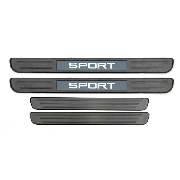 OMAC Dark Brushed Chrome Illuminated Sport Door Sill Cover Scuff Plate S. Steel 4 Pcs