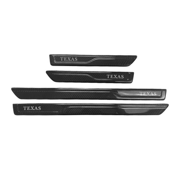 Door Sill Scuff Plate Scratch Protector for Jaguar Carbon Fiber Black 4 Pcs