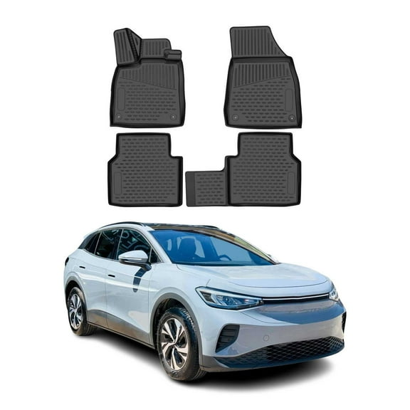 OMAC Floor Mats Liner for Volkswagen ID.4 2020-2024 Rubber TPE Black 4Pcs