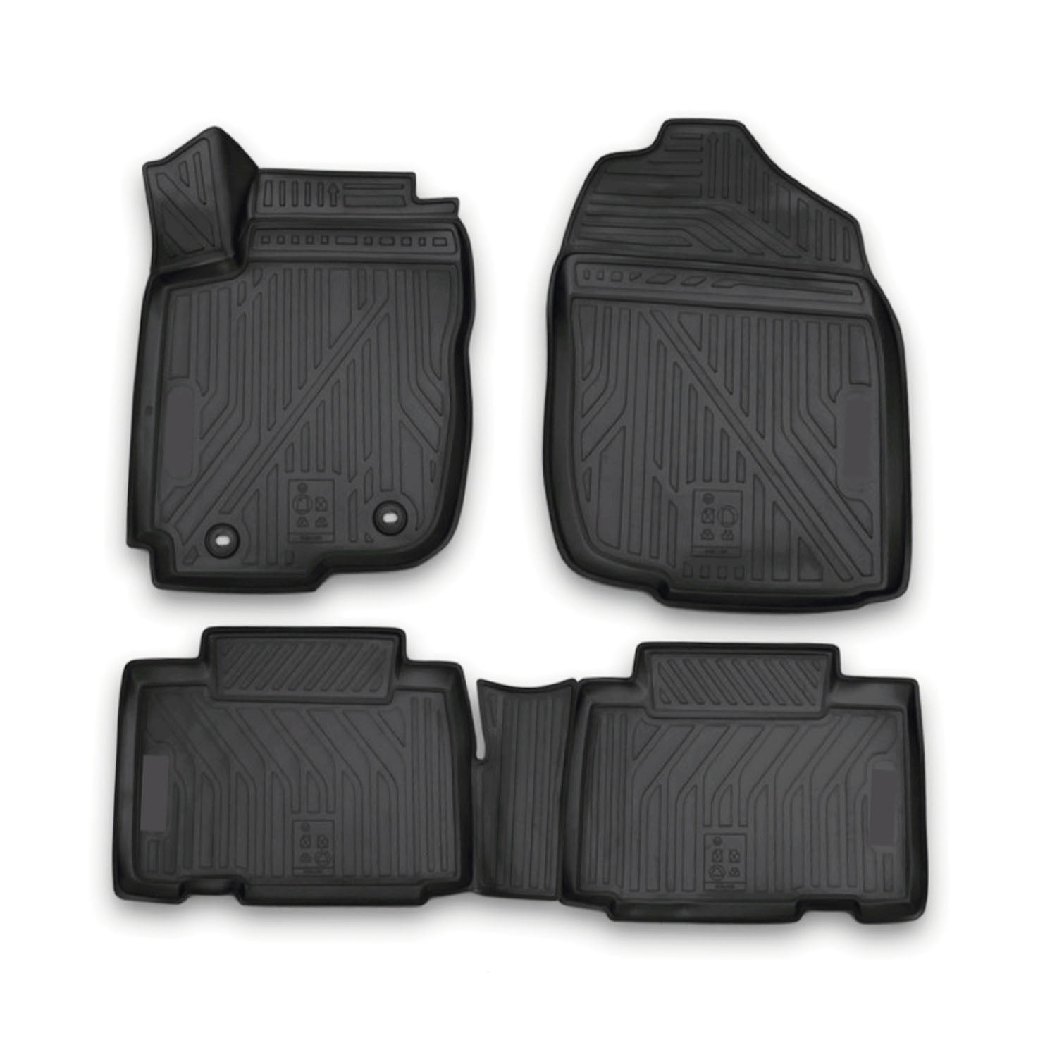 OMAC Floor Mats Liner for Toyota RAV4 20132018 Black TPE AllWeather 4