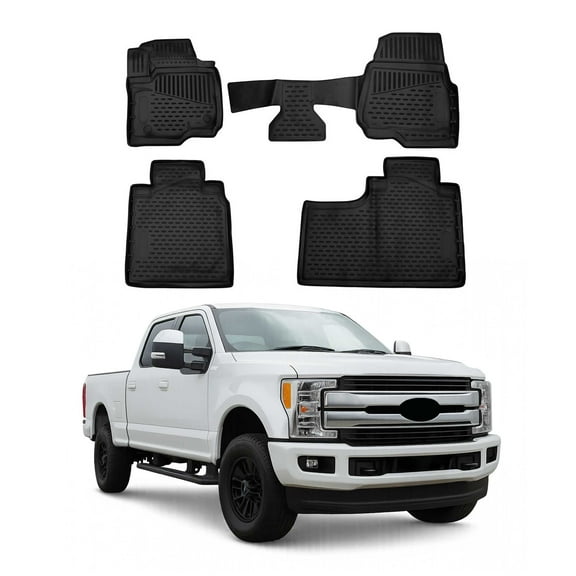 OMAC Floor Mats Liner for Ford F-250 Crew Cab 2017-2022 Black TPE All-Weather 4x