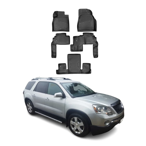 OMAC Floor Mats Liner for GMC Acadia 2007-2016 Black TPE All-Weather 5 Pcs