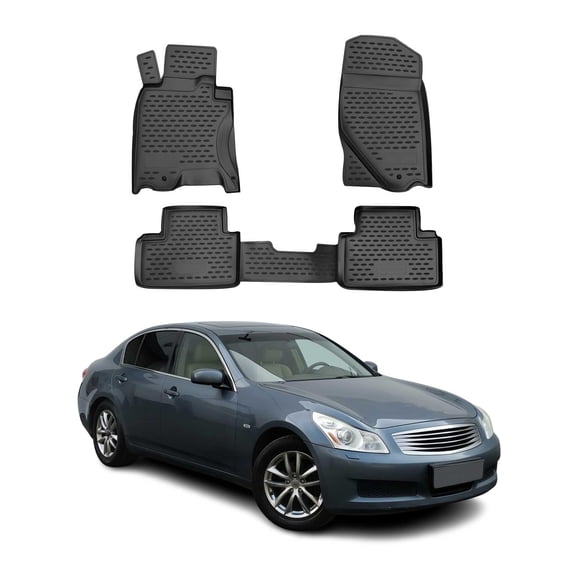 OMAC Floor Mats Liner for Infiniti G37 2008-2013 Black TPE All-Weather 4 Pcs