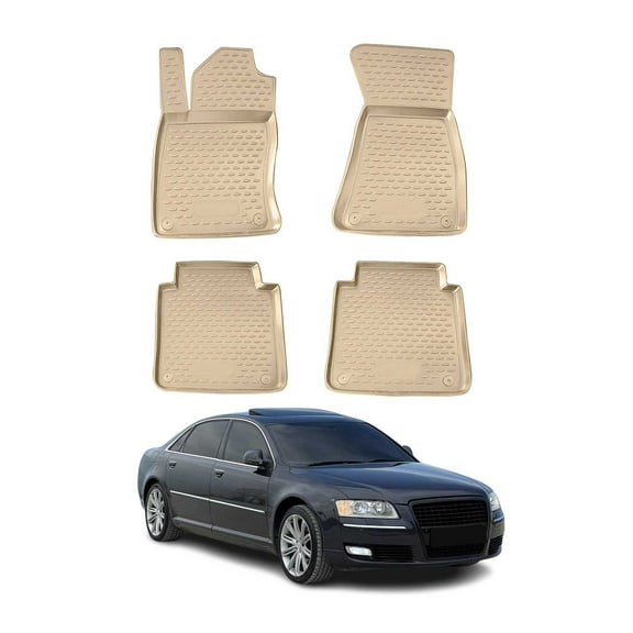 OMAC Floor Mats Liner for Audi A8 L 2002-2010 Beige TPE All-Weather 4 Pcs