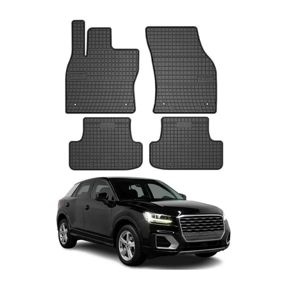 OMAC Floor Mats Liner for Audi Q2 2018-2024 Black Rubber All-Weather 4 Pcs