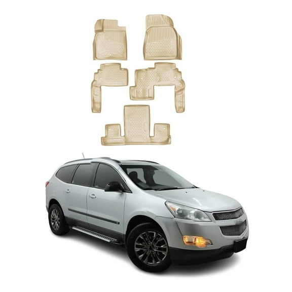 OMAC Floor Mats Liner for Chevrolet Traverse 2009-2017 Beige TPE All-Weather 5x