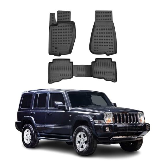 OMAC Floor Mats Liner for Jeep Commander 2005-2010 Black TPE All-Weather 4 Pcs