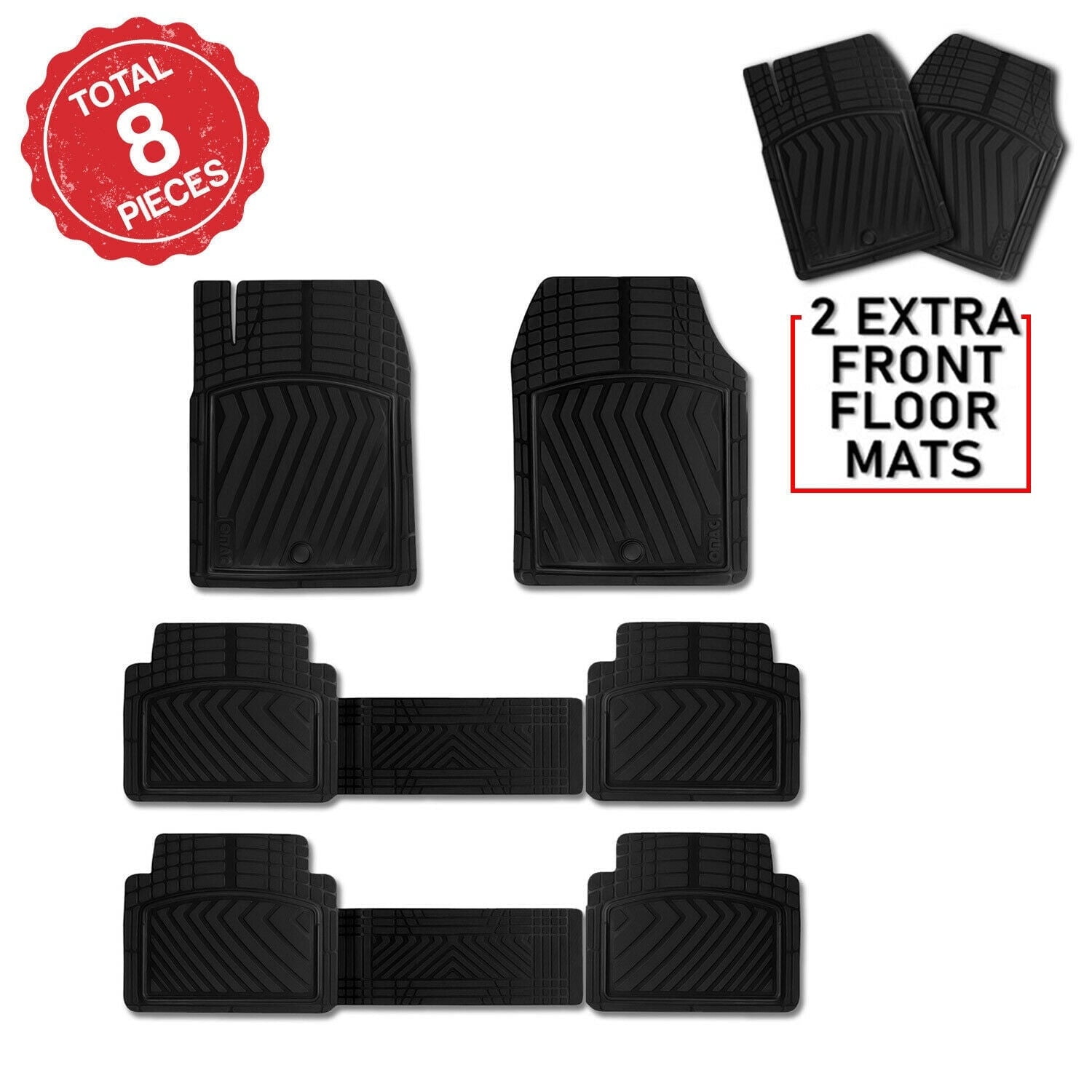 OMAC Floor Mats Liner for Jeep Grand Wagoneer L 20232024 Black TPE All