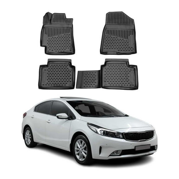 OMAC Floor Mats Liner for Kia Forte 2019-2024 Black TPE All-Weather 4 Pcs