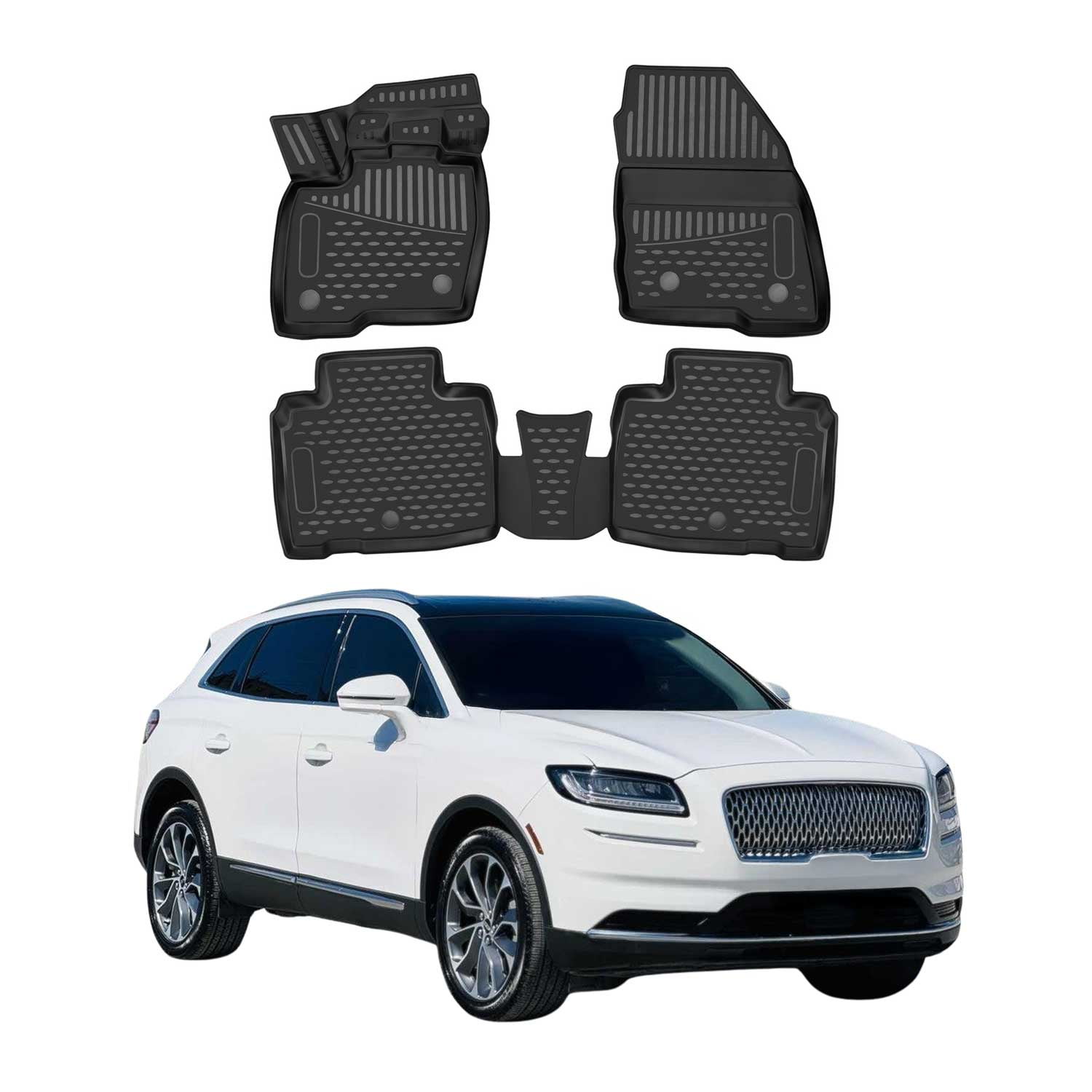 Floor Mats Liner for Lincoln Nautilus 2019-2023 All Weather TPE Black 3 Pcs