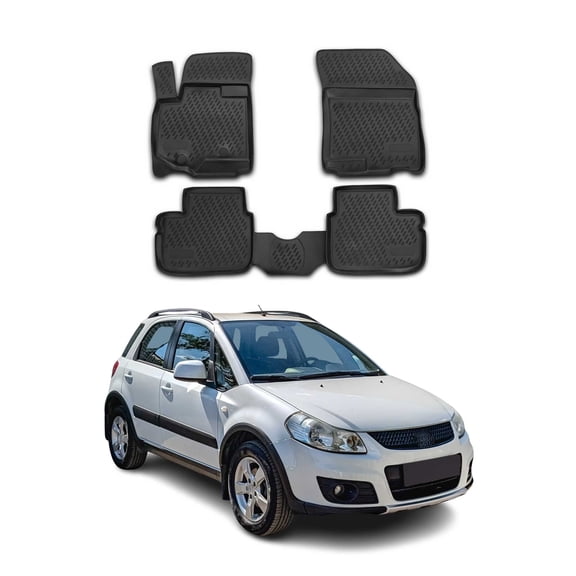 OMAC Floor Mats Liner for Suzuki SX4 S-Cross 2006-2013 Black TPE All-Weather 4x