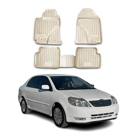 OMAC Floor Mats Liner for Toyota Corolla 2003-2008 Beige TPE All-Weather 4 Pcs
