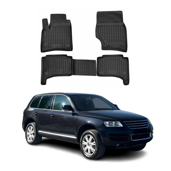 OMAC Floor Mats Liner for VW Touareg 2004-2010 Black TPE All-Weather 4 Pcs