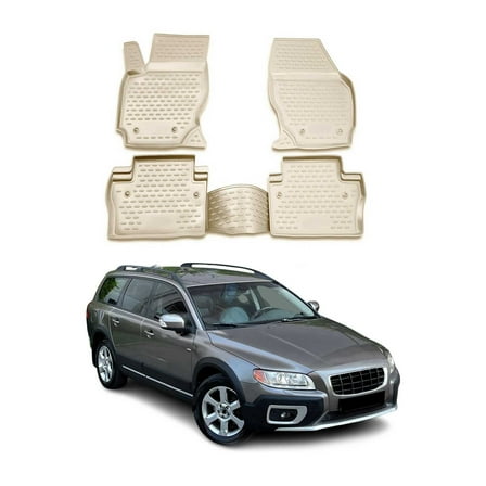 OMAC Floor Mats Liner for Volvo S80 2007-2016 Beige TPE All-Weather 4 Pcs