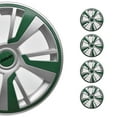 thumbnail image 1 of OMAC - Gray with Green Hub Caps 14 Inch Set of 4, Tapas para Rines 14, Premium Wheel Covers 14 Inch, R14 Rim Cover Set, Snap On Durable Car Replacement Exterior Accessories, 1 of 6