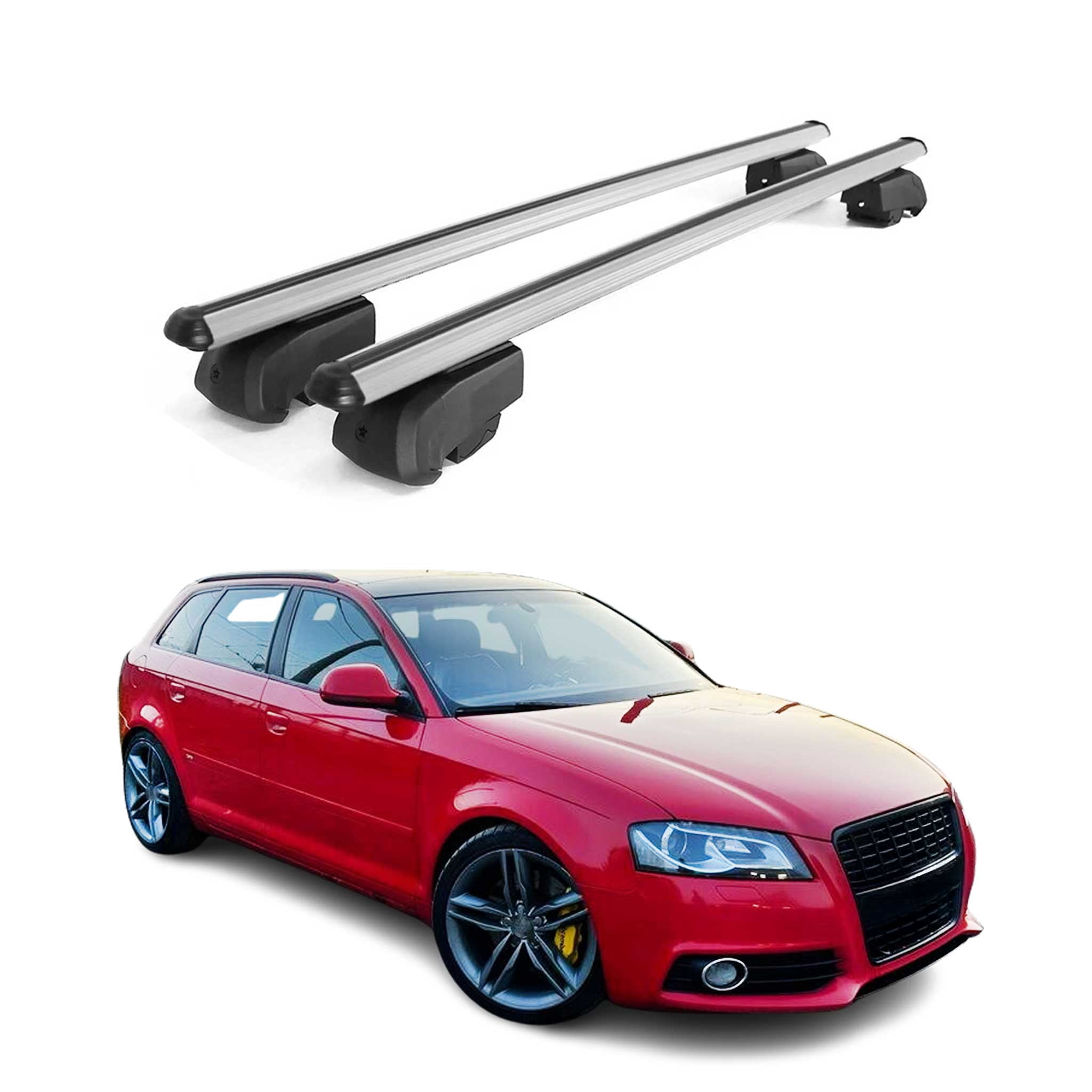 A3 Rack End Lockable Roof Rack Cross Bars Carrier for Audi A3 Sportback 2006-2013 ...
