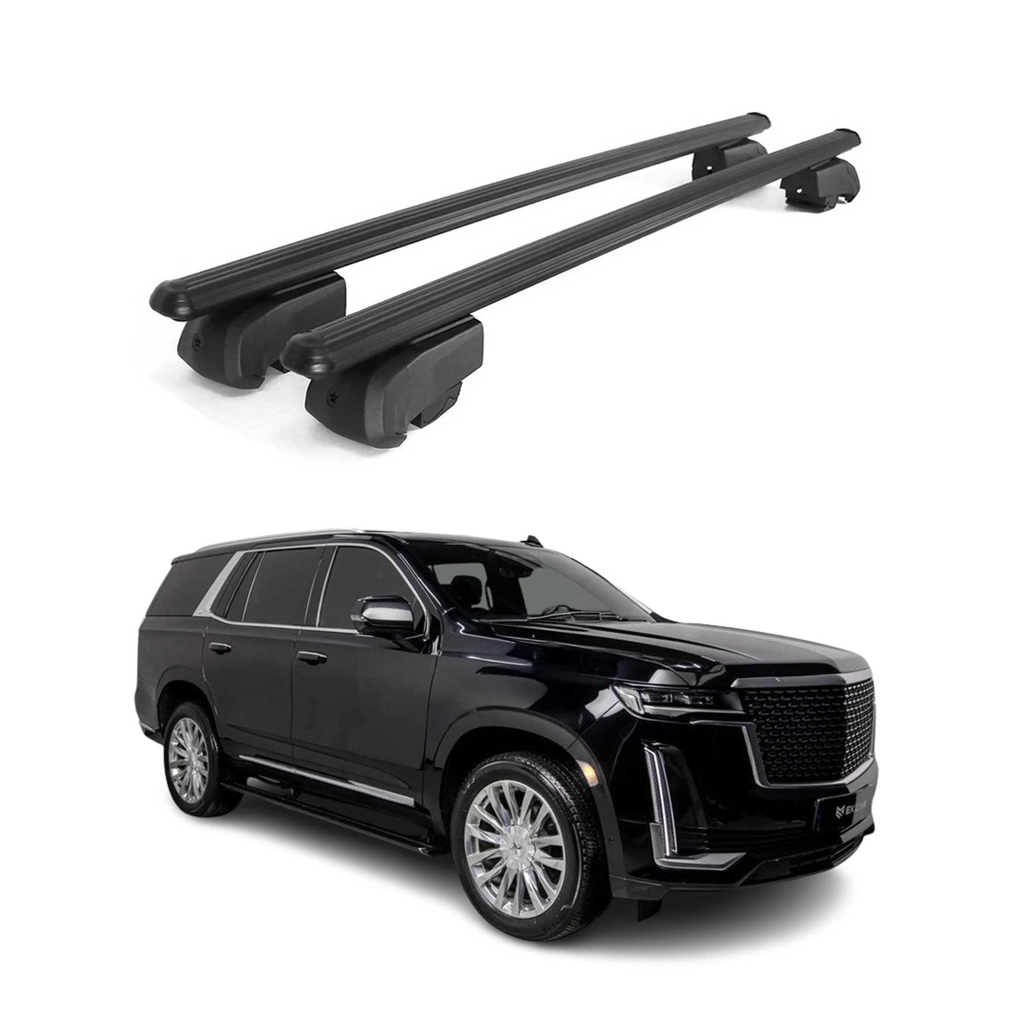 OMAC Lockable Roof Rack Cross Bars Carrier for Cadillac Escalade 2021-2024 Black