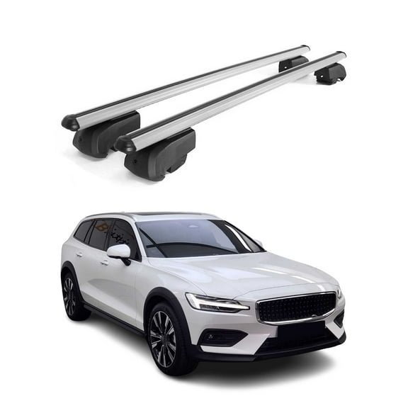 Lockable Roof Rack Cross Bars Carrier for Volvo V60 Cross Country 2020-2024 Gray